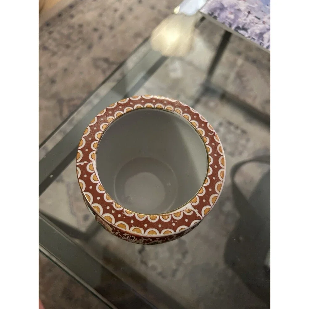 Vintage Satsoma Made in China Hand Painted Porcelain Pot 3” x 4” Gold Gilt